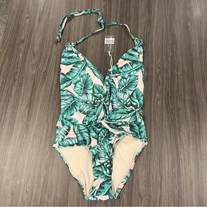 Kenny flowers watercolors Beverly hills deep V halter wrap one piece